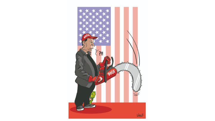 Elon Musk sketched by Belgian cartoonist Vadot.